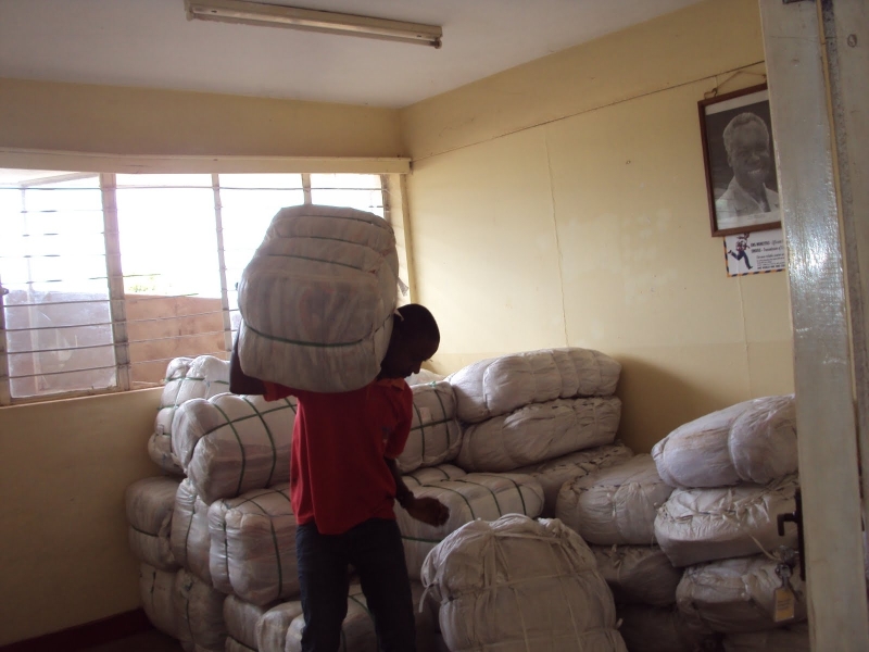 Bundles of mosquito nets ready for distribution